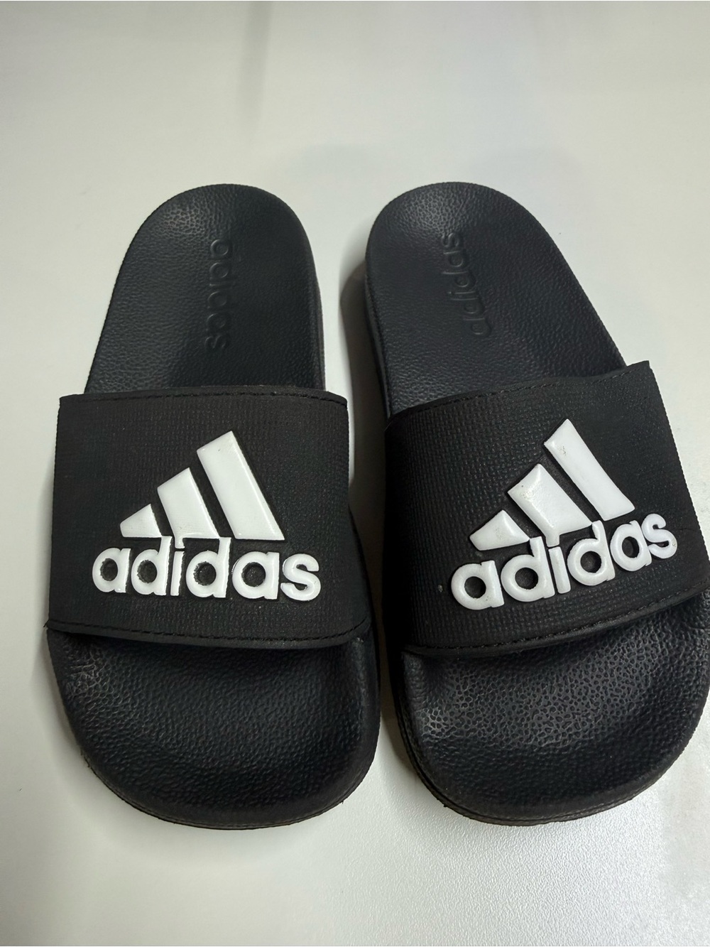 Adidas Black Slip-On Slides with White Branding Children’s size 12K